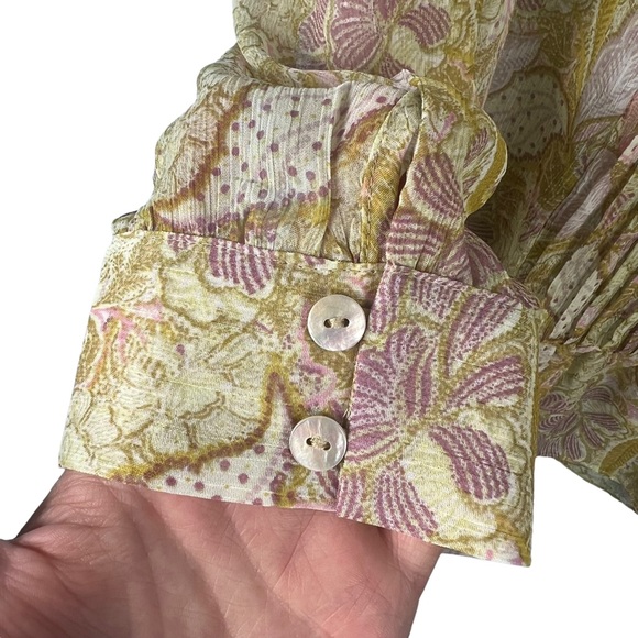 LOGO Lori Goldstein Chiffon Long Sleeve Blouse Sheer Floral Print Size Medium - Picture 9 of 10